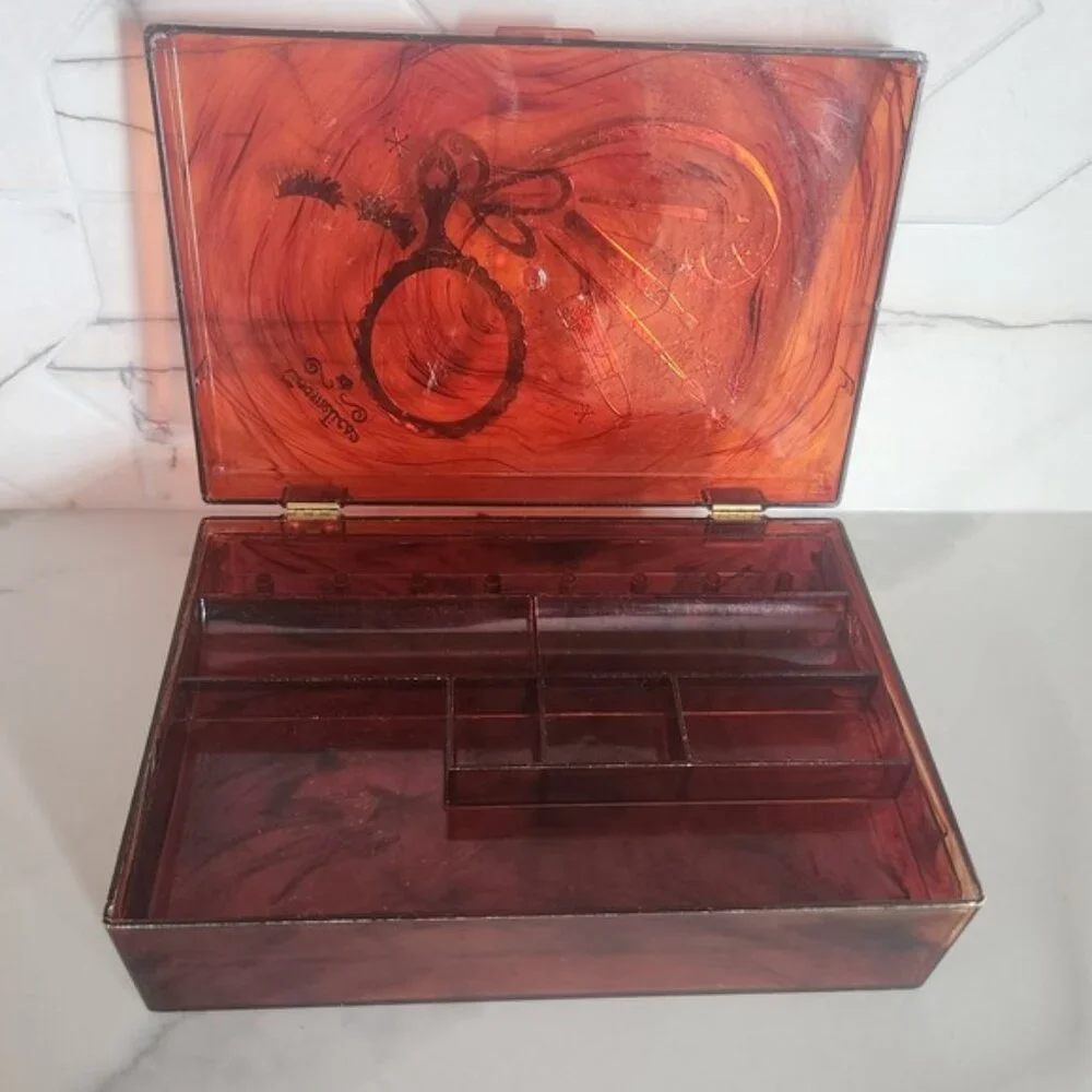 Vintage 50s Marble Acrylic Cosmetic Case Storage Case‎ Art Deco